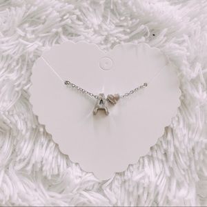 Silver Heart + Initial Necklace